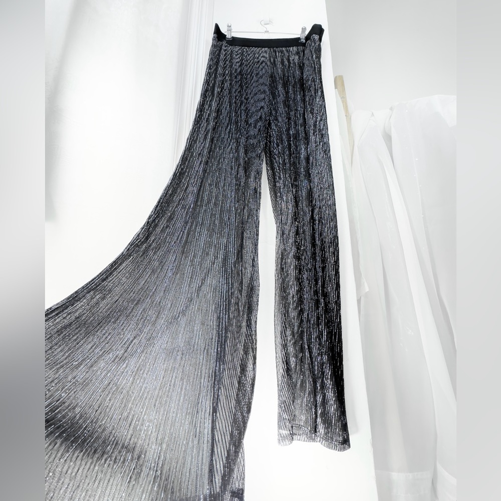 Mesh transparent wide pant • trousers [L-XL] shiny shimmering sheer